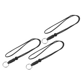 YOKIVE 3 Pack Paracord Lanyard with Keyring, Necklace Keychains Cord | Metal Hook Strap Great for Key, Whistle, Badge Holders, (Black, 18-Inch)
