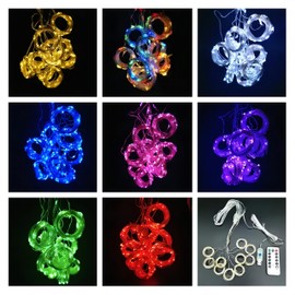 Clearhill 2Pack 3 * 3Curtain String Lights, 300LED，Colorful，8 Modes Fairy Hanging Lights with Remote & Timer, USB Operated, Waterproof for Indoor/Outdoor Decorations - Bedroom, Wedding, Party