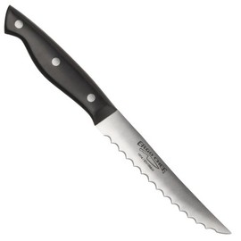 Ergo Chef Pro Series II Individual Single Steak Knife Durable Serrated High Carbon Stainless Steel Razor-Sharp 5-Inch Blade for Precise Cutting, Black Handle