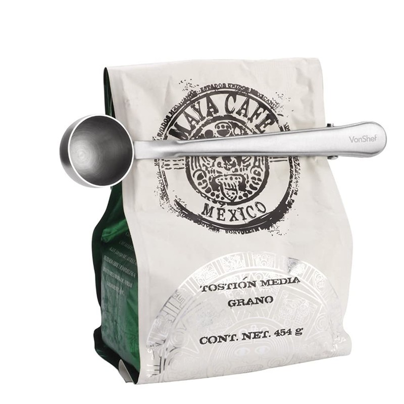 2 Pack 7Inch Coffee Scoop Measuring with Bag Sealing Clip