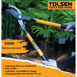 TOLSEN Bypass Loppers and Pruners, Telescoping Tree Pruner, Anvil Lopper, Ratchet Extendable Handle from 26-36 Inches, Heavy Duty Branch Cutters, Pruning Shears, Tree Clippers, Ratchet Anvil Lopper