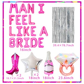 Man I Feel Like a Bride Banner Balloons for Western Cowgirl Last Rodeo Hoedown Nash Bash Nashville Bachelorette Party Decorations