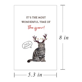 BKOQF Funny Cat Theme Christmas Card, Hilarious Christmas Greeting Card for Friends Kitty Lovers, It's The Most Wonderful Time Of The Year