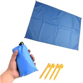 EZONEDEAL 59" X 56" Beach Blanket Waterproof Sandproof Adults Picnic Mat for Travel Festival Garden Camping Hiking Picnic Blanket | Portable Outdoor Blanket Camping Moisture Proof Beach Mat (Blue)