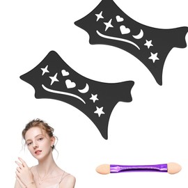Benaewa 2 Pcs Eyeshadow Stencils Set, Reusable Eyeshadow Tool, 1 Pcs Brush for Women, Beginners