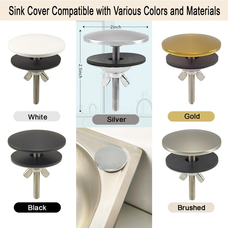 XNTONG - Sink Hole Cover, Sink Overflow Cap, Solid Brass