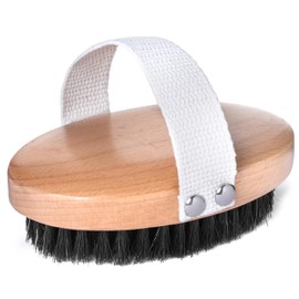 GranNaturals Soft Bristle Dog Brush for Short Haired Dogs & Cats w/Strap - Wooden Handle & Gentle Boar Bristles for Deshedding, Smoothing and Grooming Pet Hair Fur to Give Naturally Shiny Coat