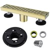 12 Inch Square Shower Linear Brushed Gold Bathroom Floor Drain