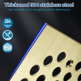 4-1/4“ Square Shower Strainer Drain Trim Set, Screw-in Shower Floor Drainer Grate, Replacement Shower Cover Bathroom Drain Strainers (Brushed Gold)