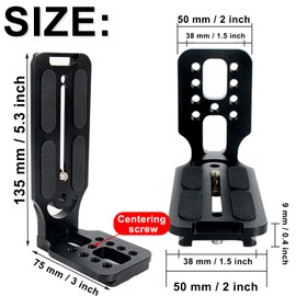 Bestevery L-Bracket Vertical, Quick Release L Bracket, DSLR L Shaped Bracket, L Bracket Vertical Horizontal, Arca Type, with 1/4 Inch Screw (Black)