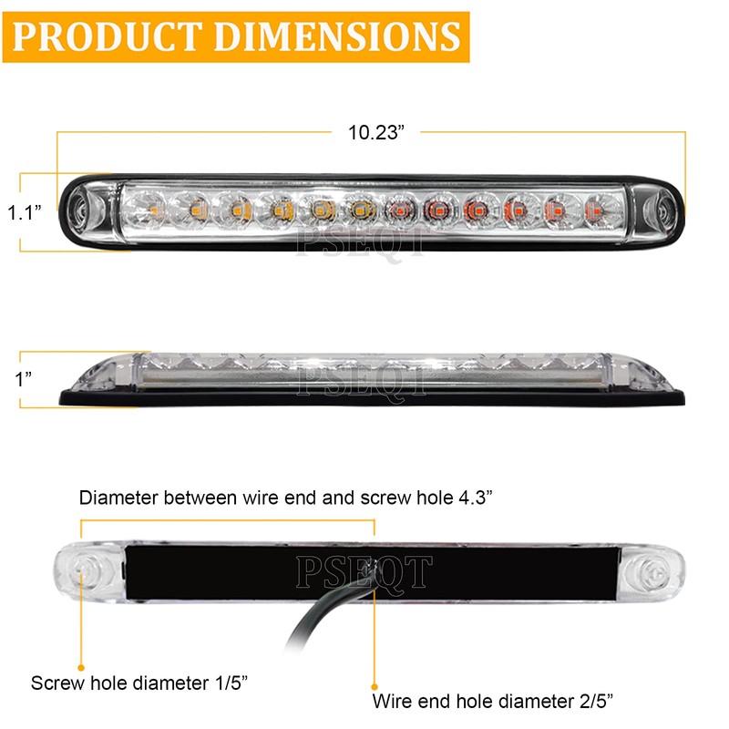 PSEQT 10" LED Trailer Tail Light Bar + Brake Stop