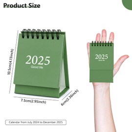 ALLY-MAGIC Mini Desk Calendar, Small Desktop Calendar, Mini Desk Top Calendar 2024 Jul-2025 Dec, Mini Daily Schedule Tiny Desk Calendar with Stickers for Home Office School Y9CSMNRL (Green-2025)