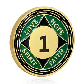 NA Medallion Just for Today NA Token NA Chips NA Coins Gold Plated Narcotics Anonymous Coins Sobriety Coin Chip Birthday Anniversary Token Recovery Gift-Transparent Plastic Case Included-1 Year
