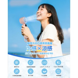 Handy Fan with Cooling Plate, 100 Levels of Airflow, Instant Cooling Sensation, Portable Fan, Powerful Cooling, Handy Fan, Large Capacity, Long Continuous Fan, LED Display, Lightweight, Small, Desktop