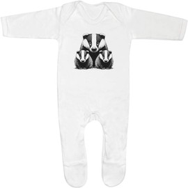 Azeeda 0-3 Month 'Badger Family' Baby Romper Jumpsuit/Sleep Suit (SS00102132)
