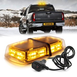 FOXCID 12" 36 LED 18 Watts Emergency Hazard Warning Security Roof Top Flash Strobe Mini Light Bar with Magnetic Mount, for Plow or Tow Truck Construction Vehicle Amber Yellow