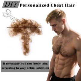 INFTOYCO Fake Chest Hair Body Hairs Adding Hair Volume Enhancement of Manliness Handmade Full Lace Fake Realistic Chest hair (Brownish Yellow)