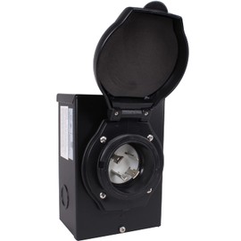 30A/50A Power Inlet Box for Generator, Journeyman-Pro ETL Listed, w/Waterproof Cover,L5-30P,TT-30P,L14-30P,SS-2-50P | 30 or 50 Amp 125/250V | for 3 or 4 Prong Extension Cord (L14-30P-BLACK)