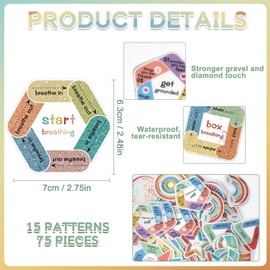 90Pcs Calming Sensory Stickers for Anxiety Relief - Textured Anti Stress Fidget Stickers for Adults, Waterproof Boho Stickers Bulk for Classroom, Teacher Supplies & Anxiety Tools