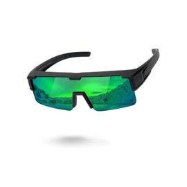 Meeloog Polarised Over Glasses Women Men UV400 for Glasses Wearers Driving Cycling DEMST0075, P1 Black Frame/Green Mirrored Lenses