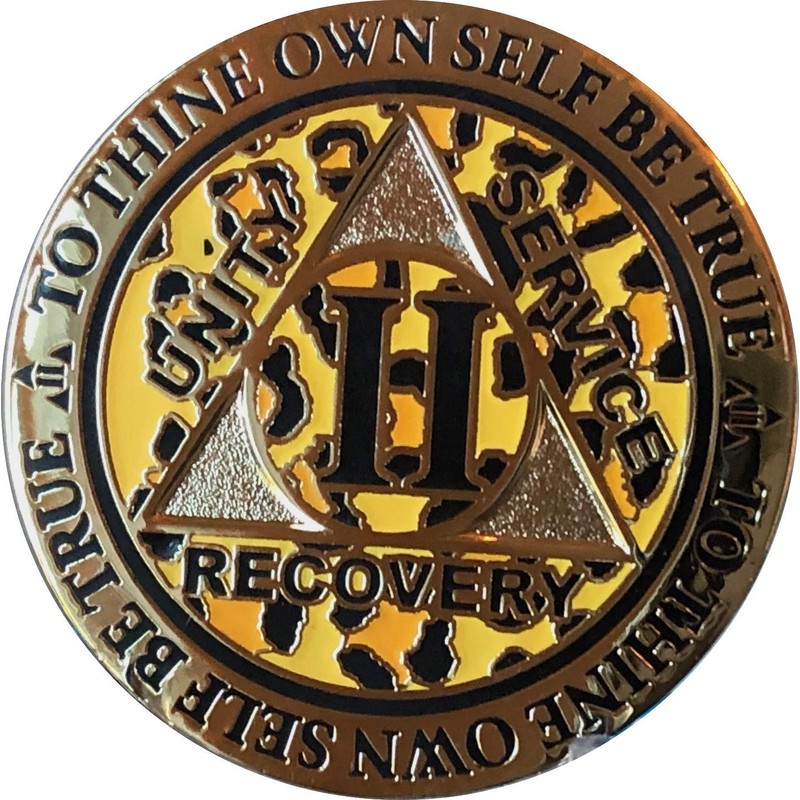 RecoveryChip 2 Year AA Medallion Reflex Leopard Gold Plated Animal