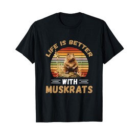 Muskrat Life Is Better Retro Animal Muskrat Lover T-Shirt