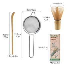 Matcha Whisk and Spoon Set of 4 Matcha Set Matcha Whisk, Scoop, Tea Spoon, Tea Sifter