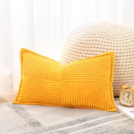Artscope A Corduroy Cushion Cover, Decorative Cushion Cover, Sofa Cushion, Couch Cushion, Decorative Soft Cushion for Sofa, Living Room, Home, Bedroom, Yellow, 30 x 50 cm
