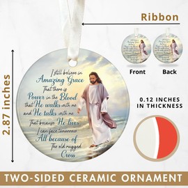 I Still Believe in Amazing Grace Circle Ceramic Ornament, Best Gifts for Christmas, Christmas 2024 Tree Decoration, Family Christmas Ornament Gift
