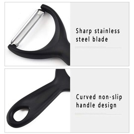Fruit & Vegetable Swivel Y Peeler for Kitchen Black & Blue (2 Set)