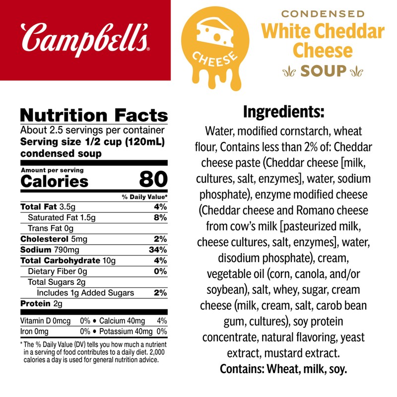 Campbell's Condensed White Cheddar Cheese Soup, 10.5 oz Can