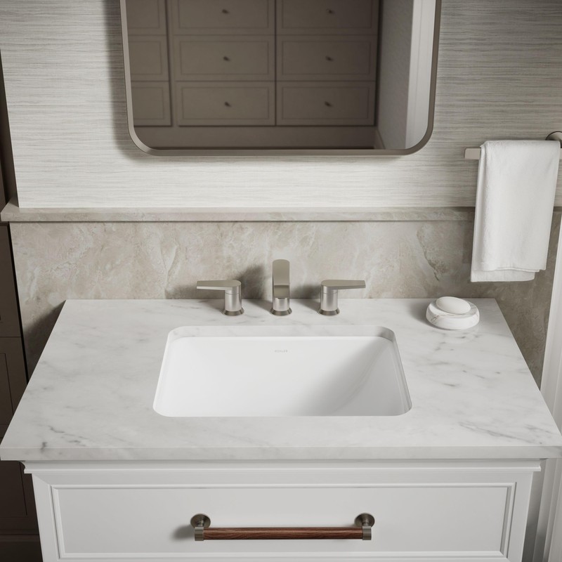 KOHLER 20000-0 Caxton Rectangle Undermount Bathroom Sink, Bathroom Vanity Sink