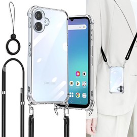 Ausrann Galaxy A25 5G ケース SC-53F SCG33 カバー ショルダー ストラップ2枚付き 紐付き 首掛け 肩がけ 斜め掛け ストラップホール付き ギャラクシー A25 ケース 薄型 軽量 耐衝撃 シリコン TPUバンパー 黄変防止 全透明 米軍MIL規格 ワイヤレス充電 スマホケース Galaxy A25 5G(クリア)