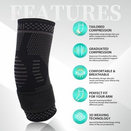 Lexniush Elbow Support for Women/Men, Tennis Elbow Bandage for Arthritis, Tendonitis, Adjustable Compression Elbow Bandage Right/Left for Tennis Elbow, Golfer's Elbow, Sports, Gym, M