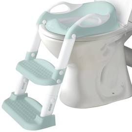 Jool Baby Potty Training Seat with 2 Step Ladder for Toddlers - Soft Cushioned Seat & Splash Guard, Adjustable Height (Aqua)