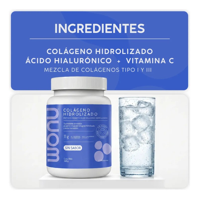 Wonu Colágeno Hidrolizado Sin Sabor 345g 30 Servicios Sfn
