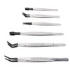 Depisuta 6Pcs Stainless Steel Tweezers Set, Multifunctional False Eyelash Tweezers