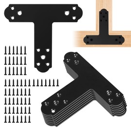 ZOBGOWE 12Pcs T Post Brackets T Tie Mending Plate Thickness 4mm Post to Beam Bracket for Repairing Fixing Connecting Wood, Furniture, Truss Framing