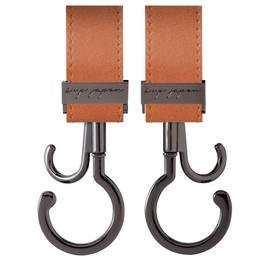 e.x.p.japon bgh10bk PP Baggy Hook, BK - Synthetic Leather Camel, 360 Degree Rotation, Double Hook, Stroller Luggage Hook, Load Capacity: Approx. 132.3 lbs (60 kg), Stroller Hooks, Pack of 2