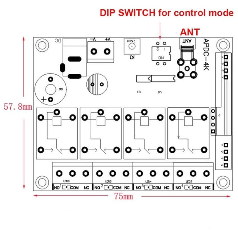 4 Channel DC12V 24V 433MHz 200M Range Wireless Remote Control