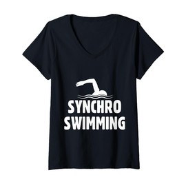 Womens Synchro Swimming Minimalist Sporty Team V-Neck T-Shirt