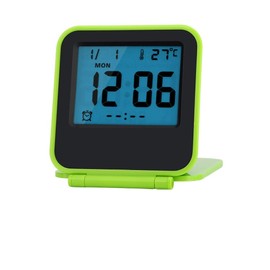 Ymiko Digital Travel Alarm Clock, Foldable Portable Mini Alarm Calendar, Temperature and Timer LCD Clock with Snooze Mode with Soft Blue Backlight, Compact Desk Clock for (Green)