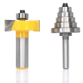 AKYLIN Rabbet Router Bits with 6 Interchangeable Bearings,6 Slot Cutting Depth 1/8", 1/4", 5/16", 3/8", 7/16",1/2" for Cutting Rabbet T Slots