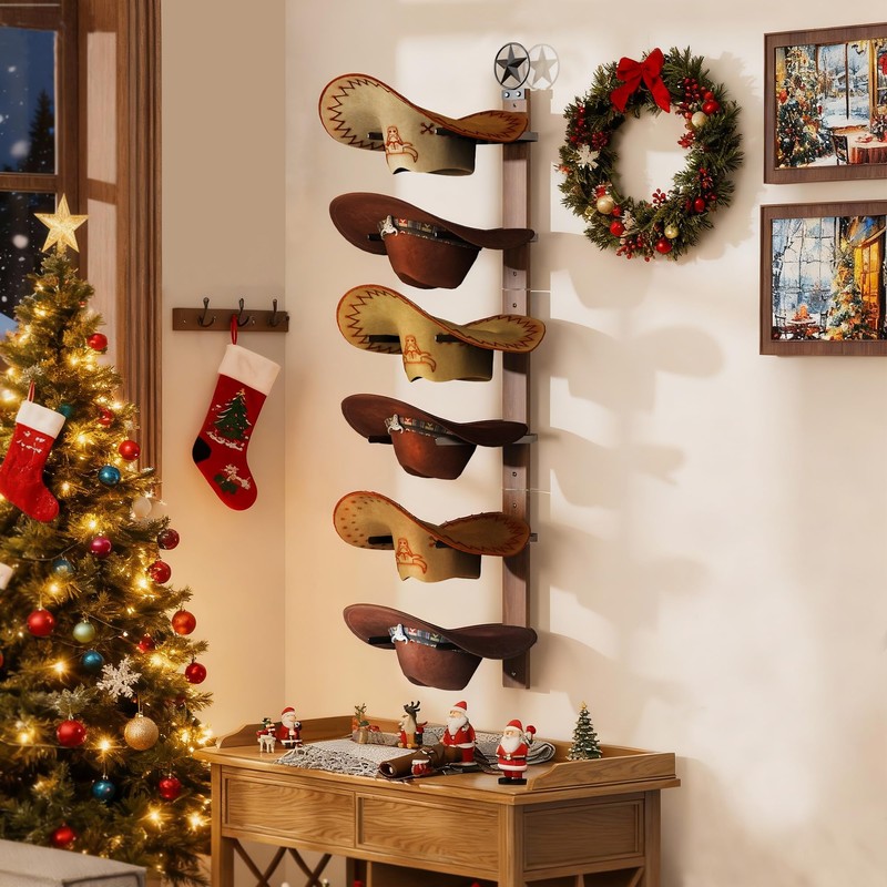 TIPSYTREE Cowboy Hat Rack for Wall – 3-Piece Western Hat