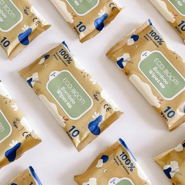 ECO BOOM 100% Biodegradable Vegan 99.7% RO Water Wet Wipes (Pack of 10)