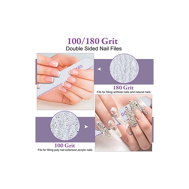 200 limas de uñas de grano 100/180 de doble cara,