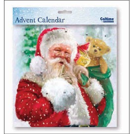 Caltime Square Advent Calendar 230 mm x 230 mm - Sack of Gifts Santa - Glitter Varnished