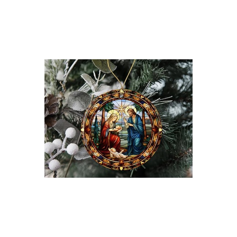 Stained Glass Christmas God Ornament Ceramic, Ornament Ceramic, Stained Glass