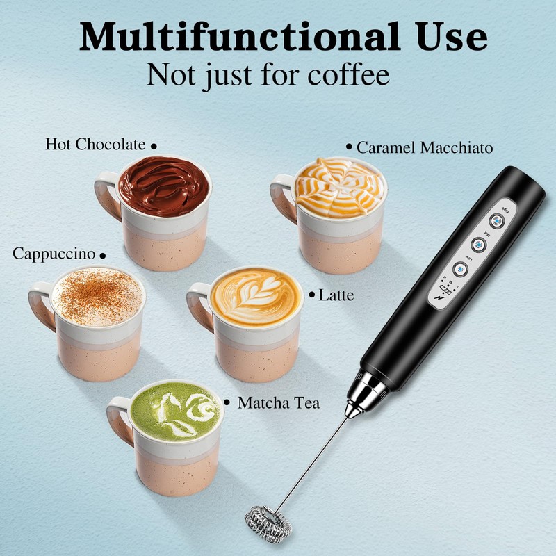 BSRGMS Milk Frother Handheld for Coffee, Electric Whisk 3 Speed