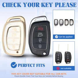 QBUC for Hyundai Elantra Key Fob Cover,Soft TPU 360 Degree Protector Key Holder with Keychain Compatible with 2021 2020 2019 Hyundai Elantra Ioniq Sonata Tucson Elantra GT 3/4 Button Smart Key(White)